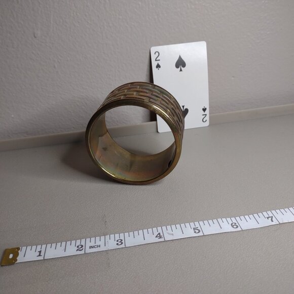 Vintage Wide Gold Tone 8 Inch  Metal Bangle - Picture 3 of 8